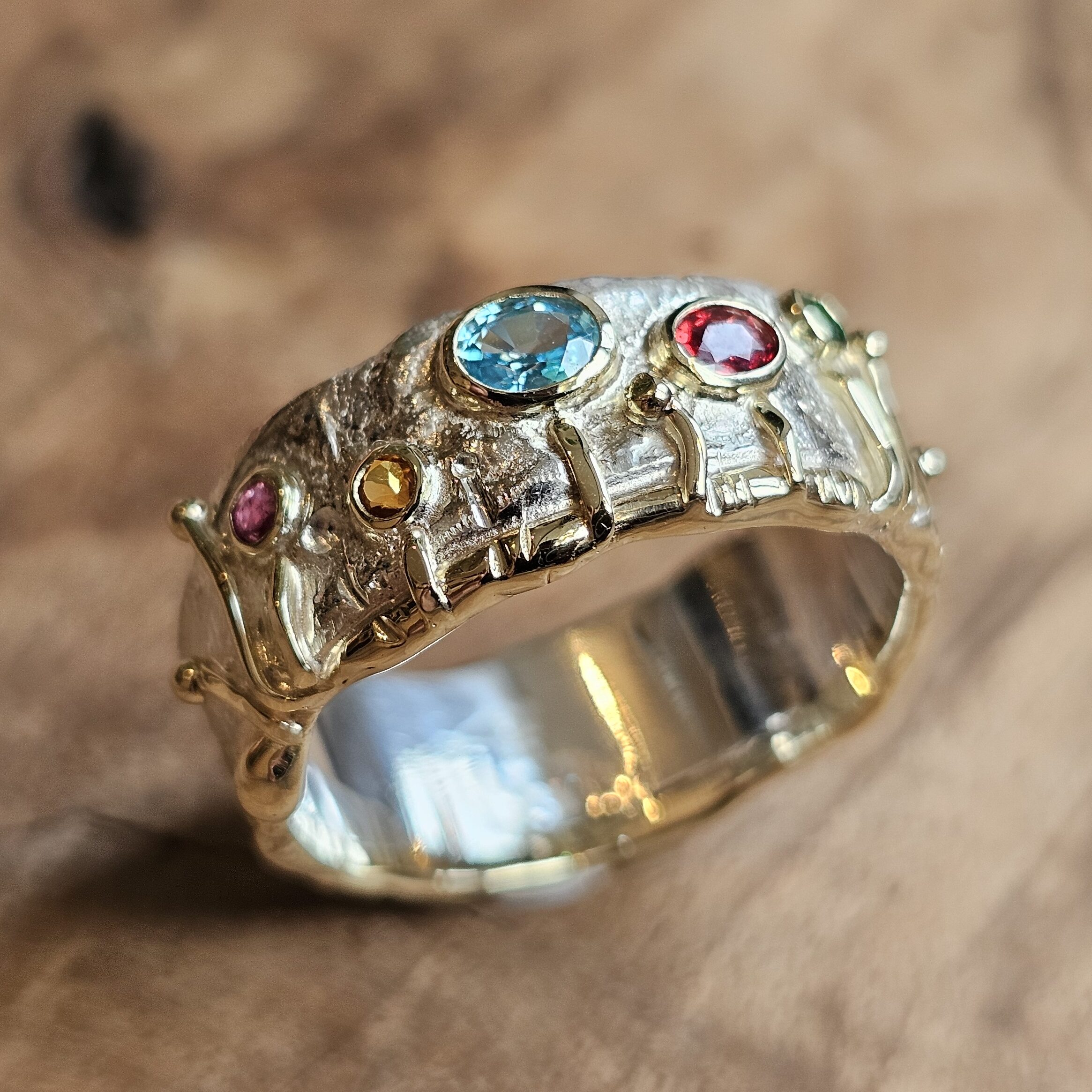 Ring Op Maat Zilver Geelgoud Edelstenen