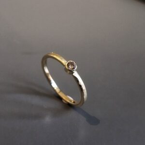 Hamerslag Ring Fancy Orange Brown Diamant