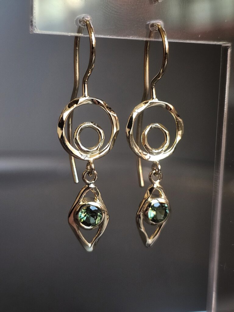 Oorhangers Organisch Goud Tourmalijnen 2