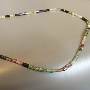 Collier toermalijnen staafjes multicolor 14k geelgoud