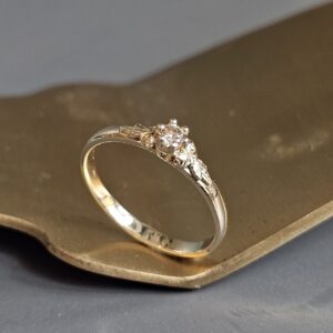 Ring-bruine-diamant-plantornament-14k-geelgoud